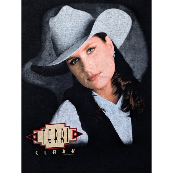 Vintage Terri Clark Shirt Mens Medium Black Tour Shirt Country Music Double Side - Picture 2 of 8